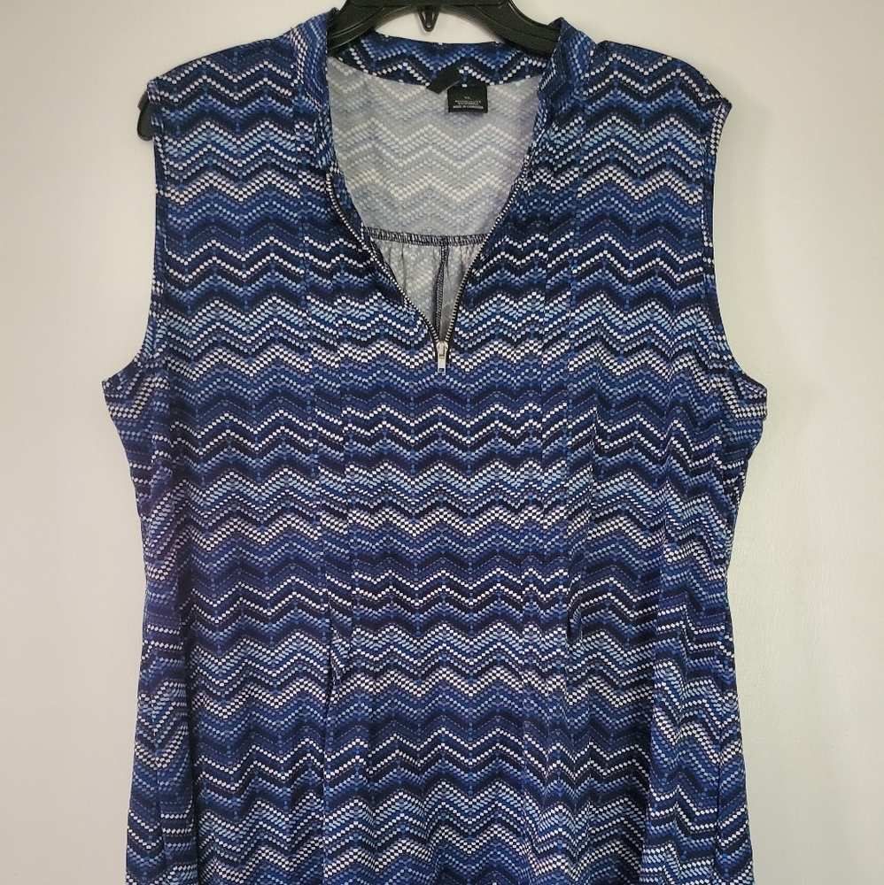 Silky blue zipper blouse